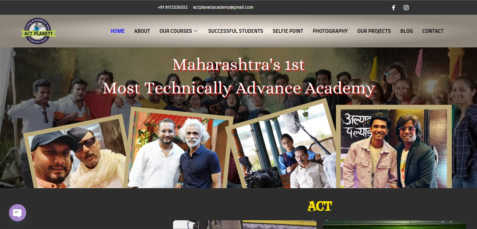 Act Planett website screenshot
