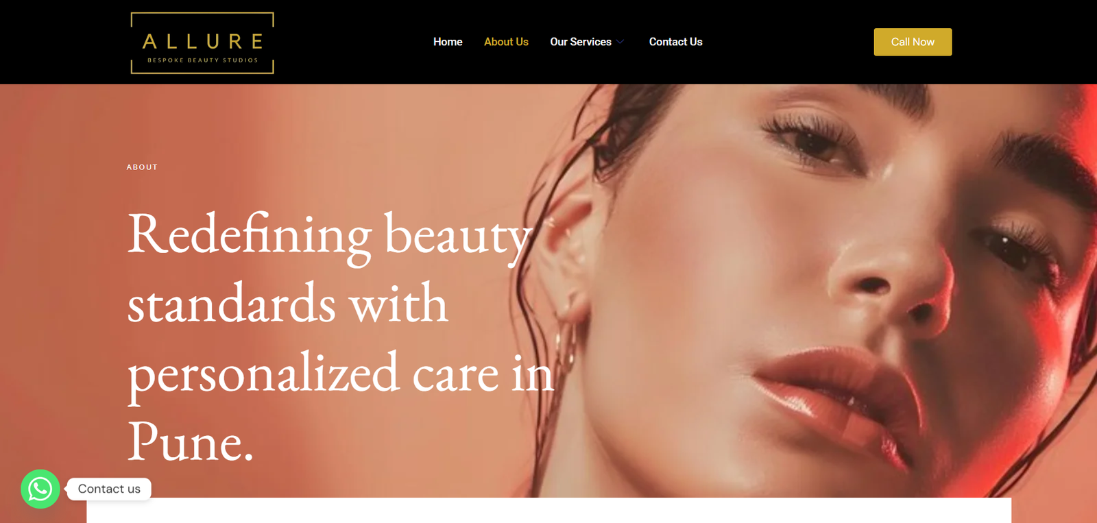 Allure Beauty Studio website screenshot